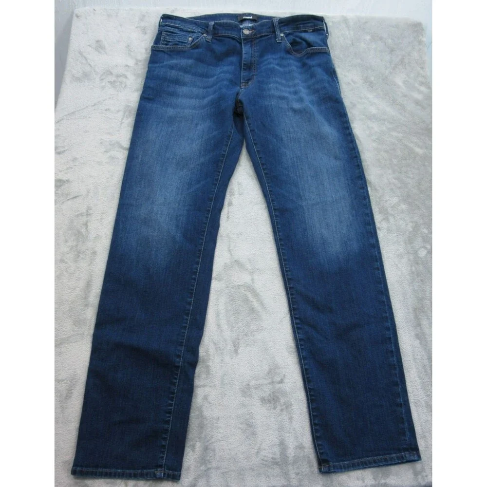 Mavi Jeans Zach Mens 38x36 (Actual 35 x 34) Straight Leg Dark Wash Blue 5-Pocket